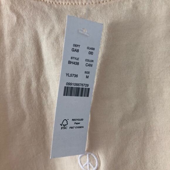 J. Crew Cotton Peace Sign Embroidered Crewneck T-shirt in Candlelight NEW - Picture 6 of 8